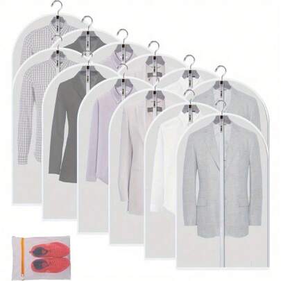 12pcs Clothes Covers Protecting Dusts For Storage Plastic Garment Bags Hanging Clothes Bags Dress Bag For Suits, Coats And More With Zipper For Closet, Clear Garment Bagsbedroom,Organizer,Organiser,Home Storage,White T Shirt Women,Black Pants Women,Ladies Winter Clothes,Dress,Winter Clothes For Ladies,Elegant Woman Dresses,White Shirt For Ladies,Long Sleeve,White Jumpsuit For Women,Spring Dresses For Women,Spring Outfits For Women,Spring,Spring Clothes,Minimalist,Summer Tops