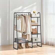 SONGMICS Portant à Vêtement, Penderie à Vêtements, 5 Étagères de Rangement, Structure en Métal, 40 x 101,7 x 153,3 cm, pour Chambre, Salon, Entrée, Noir d'Encre