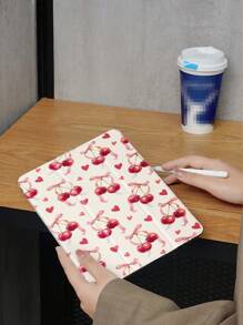 Cherry Pattern Tablet Protective Case With Pencil Holder, Supporting Auto Sleep/Wake Function