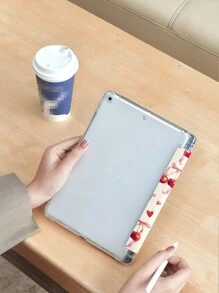 Cherry Pattern Tablet Protective Case With Pencil Holder, Supporting Auto Sleep/Wake Function
