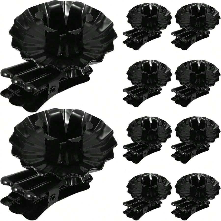 Set de 10 pinzas para velas giratorias de Navidad de hierro, soportes para velas para árbol, candelabros, portavelas, para fiestas, Navidad, cumpleaños, bodas y otras ocasiones románticas, decoración de habitaciones, regalos - Negro - Ver 1