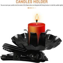 Set de 10 pinzas para velas giratorias de Navidad de hierro, soportes para velas para árbol, candelabros, portavelas, para fiestas, Navidad, cumpleaños, bodas y otras ocasiones románticas, decoración de habitaciones, regalos - Negro - Ver 4