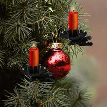 Set de 10 pinzas para velas giratorias de Navidad de hierro, soportes para velas para árbol, candelabros, portavelas, para fiestas, Navidad, cumpleaños, bodas y otras ocasiones románticas, decoración de habitaciones, regalos - Negro - Ver 6