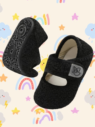 Niedliche, warme und leichte Fellhausschuhe für Mädchen und Jungen, bequeme rutschfeste Softbodengehschuhe für Innenräume, Herbst und Winter