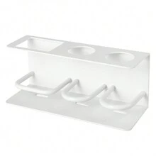 白色铝合金牙刷牙膏架壁挂式电动牙刷收纳架浴室梳妆台收纳架家用套装 - 白色 - 查看 2