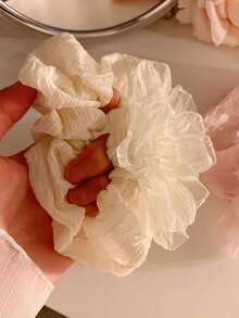 1 dây buộc tóc hoa trà, dây buộc tóc đuôi ngựa bằng vải organza mềm mại, phụ kiện tóc cỡ lớn có phụ kiện trang trí bên hông - Nhiều màu - Xem 6