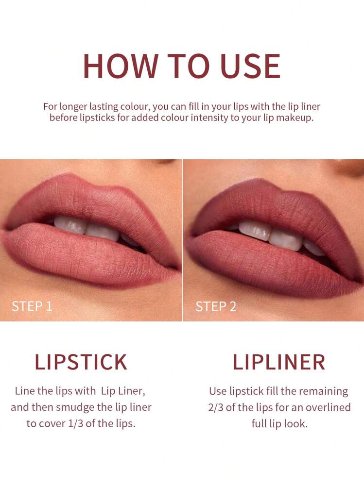 Ushas, 1Set, Long-Lasting Matte Nude Lipsticks With Lip Liner - Waterproof, 12 Shades, Makeup Essentials For Daily Wear, All Skin Types - Long-Lasting, Hydrating, And Nourishing Lip Care For Women - #09 - View 6