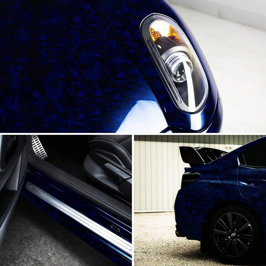 Red/Blue Carbon Fiber Vinyl Wrap, High Gloss Car Wrap Vinyl Roll