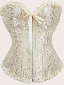 Zippered Corset Palace Style Corset With Boning To Shape Waist And Push Up Bust, Sexy Jacquard Shapewear Top, Suitable For Wearing With A Dress, Christmas Top