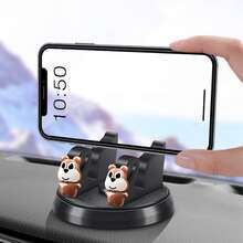 Giá đỡ điện thoại di động xoay 360 độ hình búp bê dễ thương sáng tạo, giá đỡ điện thoại thông minh đa chức năng - màu đen - Xem 1