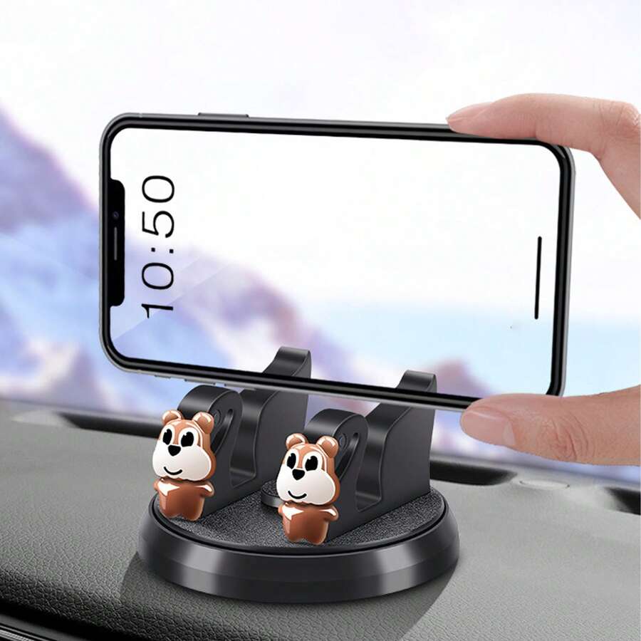 Giá đỡ điện thoại di động xoay 360 độ hình búp bê dễ thương sáng tạo, giá đỡ điện thoại thông minh đa chức năng - màu đen - Xem 1