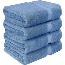Extra Large Bath Towels 100% Cotton 27"X54" 4 Bath Towel, Soft Quick Dry - Hải quân - Xem 1