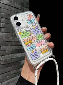 1 pieza Funda transparente con eslogan e impresión de dibujo animado lindo y 1 pieza Protector de pantalla completa HD de vidrio templado compatible con iPhone 11/12/13/14/15/15pro/15 Plus/15 Promax/16/16pro/16plus/16promax/7plus/8plus/X/Xs Max/Xr/11pro/12pro/13pro/14pro/12mini/13mini/11promax/12promax/13promax/14promax/14plus/6/6s/6plus/7/8/Se