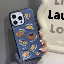 韩式牛仔刺绣保护手机壳适用于 Apple iPhone 13、iPhone 16 Pro Max、iPhone 15 Pro、iPhone 14、iPhone 14 Pro、iPhone 15，防震，男女通用 - 彩色 - 查看 3