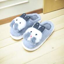 Fashion Plush Rabbit Slippers For Men And Women Home Thick Warm. - 灰色 - 查看 1