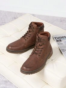 SHOESMORE Men's Hiking Non-Slip Brown Boots Casual Boots Fashionable Zipper Chukka Boots - AMY8118A-nâu - Xem 3