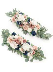 2 Pcs/Set Artificial Wedding Arch Floral Arrangements For Wedding Ceremony Backdrop Reception Table Decoration - 淺藍色 - 查看 5