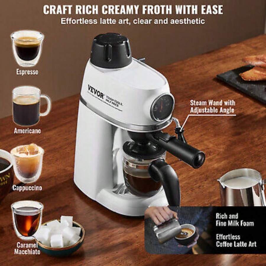 Espresso Machine 3.5Bar Espresso Coffee Maker With Milk Frother Steam