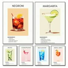 1pc Tối giản Cổ điển Cocktail Nước ép Rượu Đồ uống Poster Và Bản in Canvas In Nghệ thuật Treo tường Hình ảnh Cho Nhà bếp Quầy bar Trang trí Không có Khung - Nhiều màu - Xem 2