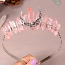 Biżuteria z naturalnym kryształem i koroną dla kobiet, odpowiednia na każdą porę roku, opaska na głowę, obręcz do włosów - kształt - Zobacz 15