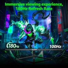 GAWFOLK Gawfolk 27 Zoll Curved Gaming Monitor 180Hz, PC Bildschirm Full HD 1080P, Rahmenloses 3000R Computerbildschirm Mit FreeSync Und Eye Care Technologie, Unterstützt VESA