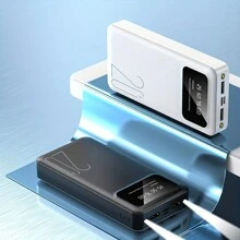 Baterie externă portabilă de mare capacitate, 10000/20000 mAh, încărcător USB portabil 5V2.1A, compatibilă cu dispozitive Android/ (ieșire 2xUSB, tip C, micro), baterie litiu-polimer cu afișaj LED și digital, stabilă