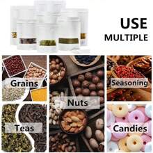 100 个自立袋白色牛皮纸袋带半透明窗口，干粮坚果谷物茶节日礼品包装袋 - 白色 - 查看 6