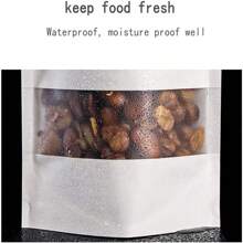 100 个自立袋白色牛皮纸袋带半透明窗口，干粮坚果谷物茶节日礼品包装袋 - 白色 - 查看 8