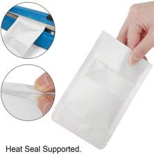 100 个自立袋白色牛皮纸袋带半透明窗口，干粮坚果谷物茶节日礼品包装袋 - 白色 - 查看 9