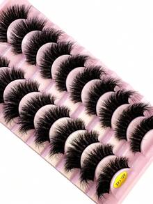 HBZGTLAD 10 Cặp Lông Mi Giả Tự Nhiên D Curl, Lông Mi Giả 3D Mink Dùng Để Trang Điểm - màu đen - Xem 7