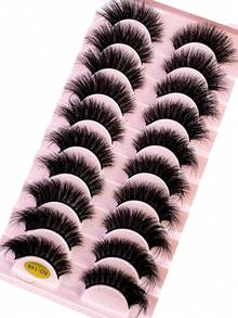 HBZGTLAD 10 Cặp Lông Mi Giả Tự Nhiên D Curl, Lông Mi Giả 3D Mink Dùng Để Trang Điểm - màu đen - Xem 4
