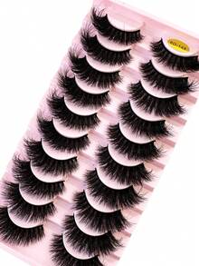 HBZGTLAD 10 Cặp Lông Mi Giả Tự Nhiên D Curl, Lông Mi Giả 3D Mink Dùng Để Trang Điểm - màu đen - Xem 8