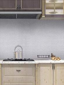 2米/张银色素色鹅卵石自粘墙纸，家居装饰DIY，适用于橱柜、桌子、椅子、房间背景翻新，防水可移除PVC材料拉玛装饰拉玛，翻新贴纸可撕墙板，墙纸，壁纸，春季装饰品让您的家焕然一新，拉玛装饰贴纸 - 彩色 - 查看 4