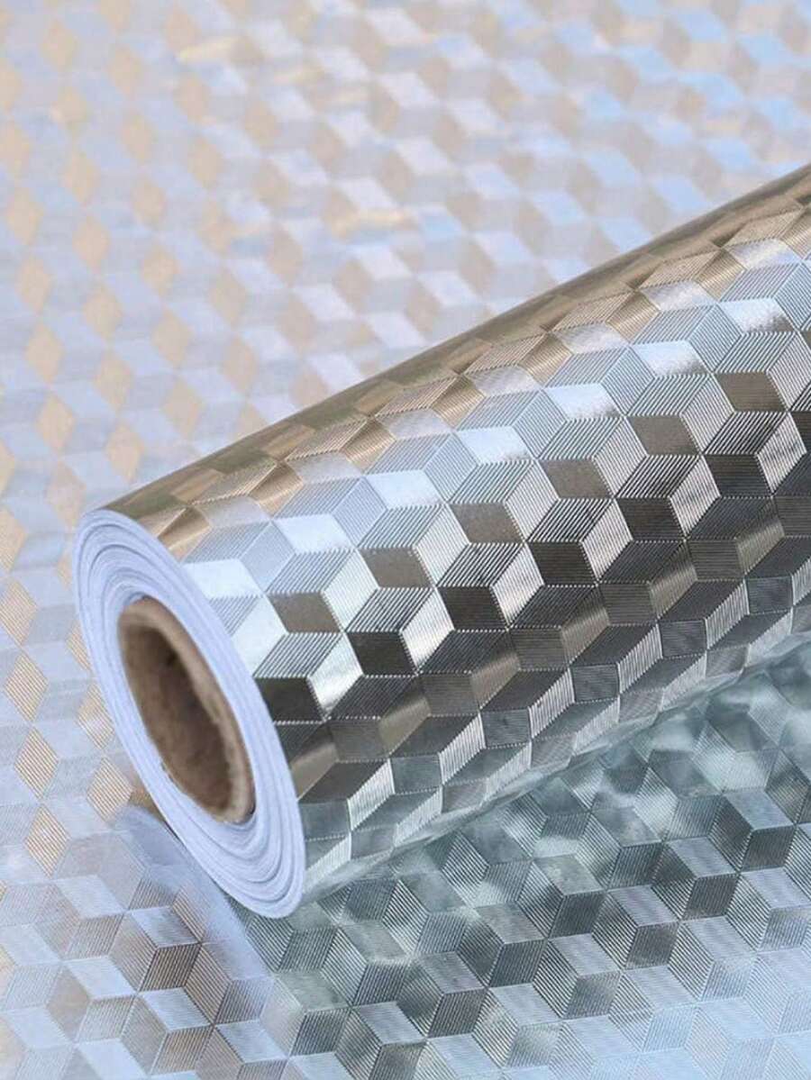 2米/张银色素色鹅卵石自粘墙纸，家居装饰DIY，适用于橱柜、桌子、椅子、房间背景翻新，防水可移除PVC材料拉玛装饰拉玛，翻新贴纸可撕墙板，墙纸，壁纸，春季装饰品让您的家焕然一新，拉玛装饰贴纸 - 彩色 - 查看 1