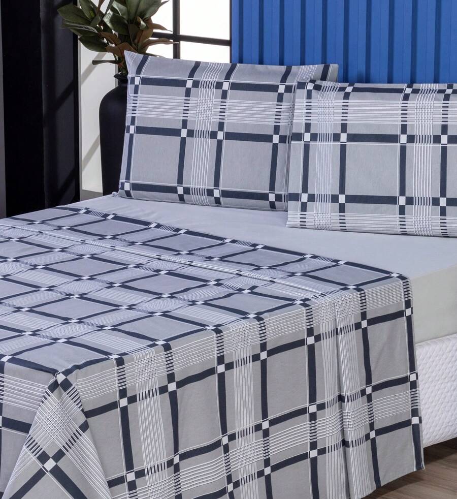 4-Piece Double Bed Sheet Set Percale 100% Cotton - CL08 - Ver 1