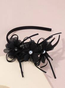 7/1pc Pear Mesh Hairbands Headband With Artificial Flowers, Cocktail, Wedding,Holiday Party Photo Shoot Dress Up Hair Accessories