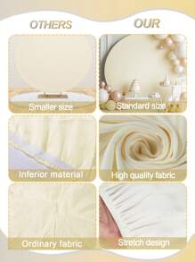 1Pc 120/150/180/200/220cm Beige Ivory Cream Circular Wedding Arch Cover Is Suitable For Circular Arch Brackets,Perfect Background Decorative For Birthdays, Romantic Weddings, Bridal Shower,Babyshower,Gender Reveal,Themed Parties, And Anniversaries (Excluding Arch Supports)