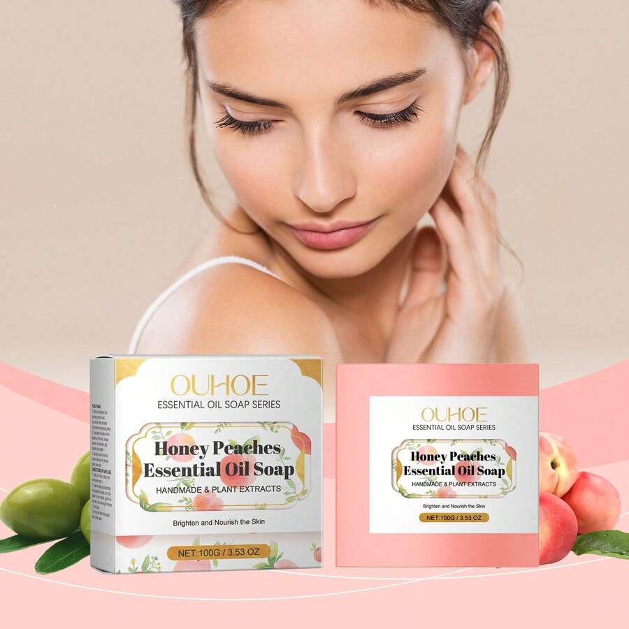 100g Peach Essential Oil Soap, Repairing, Degreasing, Whitening