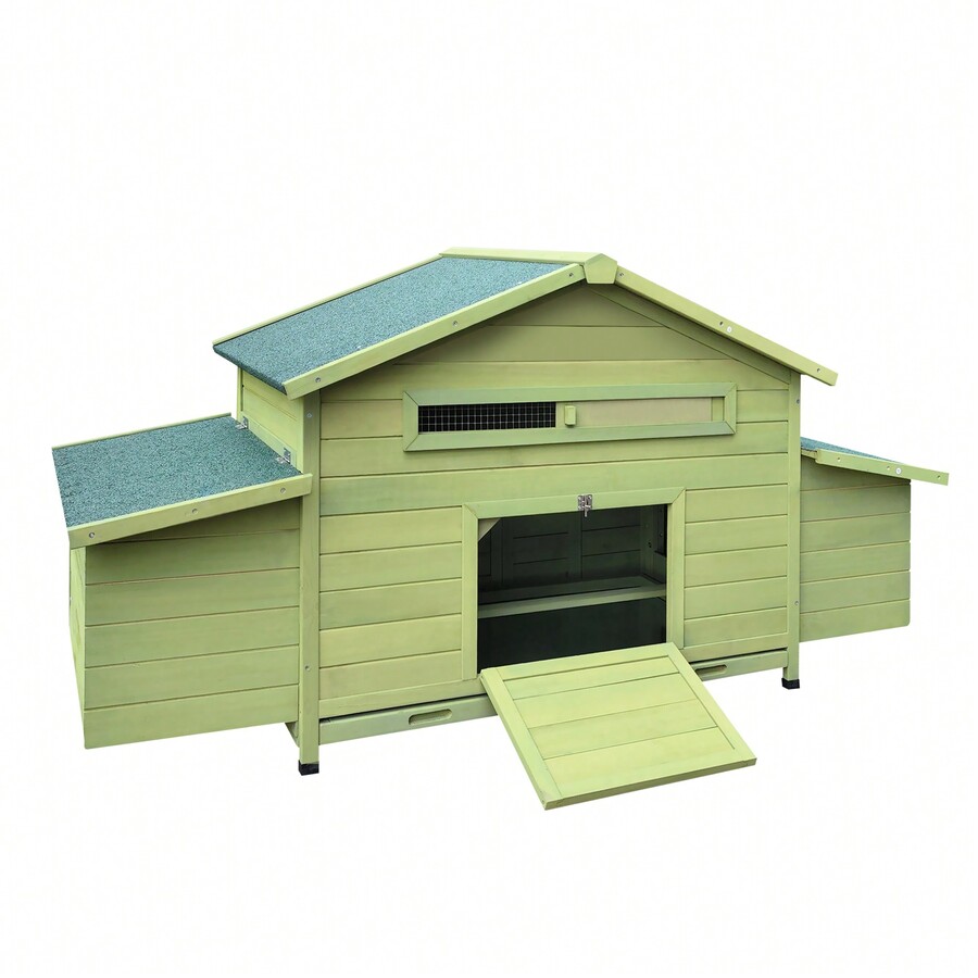 Spacious Outdoor Wooden Chicken Coop With Dual Nesting Boxes And Free