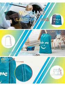 Wash Me 旅行洗衣袋，超大，脏衣服收纳袋，足够容纳 4 次洗衣，可轻松放入洗衣篮或洗衣篮，可机洗，宿舍必备品，大学必备品，旅行配件，多种颜色可选学校用品 - Wash Me - 查看 2