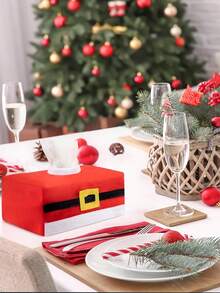 2 件/套圣诞纸巾盒套长方形圣诞老人腰带纸巾架纸巾架圣诞主题汽车纸巾盒适用于汽车、客厅、厨房、圣诞冬季派对装饰 - 彩色 - 查看 5