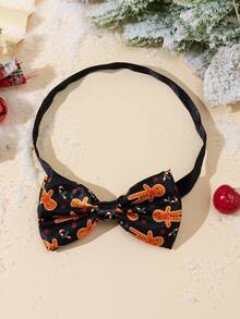 1 chiếc áo thun quà tặng tiệc Giáng sinh hình người đàn ông bánh gừng dành cho nữ có nơ điều chỉnh được - màu đen - Xem 4