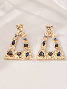 1 对复古镂空欧式夸张长耳环，优雅经典耳钉珠宝 - 金黃色 - 查看 2