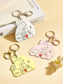 1pc Custom Bear Family Name Keychain With 1-9 Children Names Stainless Steel Personalized Family Keyring