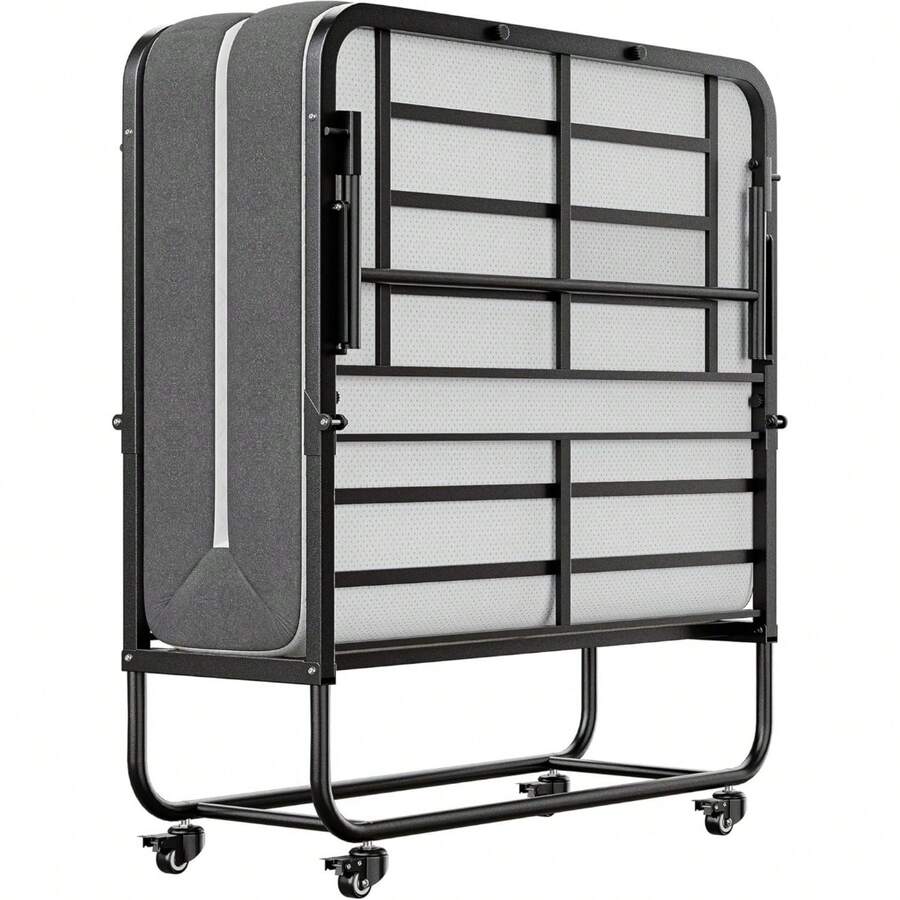 Twin Folding Bed With Mattress, 75" X 38" Folded Bed, Rollaway Bed Guest Bed Portable Foldable Extra Bed For Adults, Fold Up Bed With 5" Memory Foam Mattress, Space-Saving Sturdy Metal Frame - 1 - 查看 1