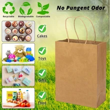 35 piezas/10 piezas/1 pieza Bolsa de papel de cuero de vaca natural con asa, bolsa de compras de papel marrón suelto, bolsa de regalo para boda, cumpleaños, fiesta, precio de compra, bolsa minorista, bolsa artesanal para pequeños negocios, bolsa para dulces, bolsa para aperitivos, adecuada para manualidades, adecuada para Acción de Gracias, Pascua, Navidad, floristerías, centros comerciales.