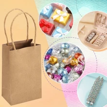 35 piezas/10 piezas/1 pieza Bolsa de papel de cuero de vaca natural con asa, bolsa de compras de papel marrón suelto, bolsa de regalo para boda, cumpleaños, fiesta, precio de compra, bolsa minorista, bolsa artesanal para pequeños negocios, bolsa para dulces, bolsa para aperitivos, adecuada para manualidades, adecuada para Acción de Gracias, Pascua, Navidad, floristerías, centros comerciales.