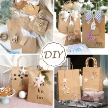 35 piezas/10 piezas/1 pieza Bolsa de papel de cuero de vaca natural con asa, bolsa de compras de papel marrón suelto, bolsa de regalo para boda, cumpleaños, fiesta, precio de compra, bolsa minorista, bolsa artesanal para pequeños negocios, bolsa para dulces, bolsa para aperitivos, adecuada para manualidades, adecuada para Acción de Gracias, Pascua, Navidad, floristerías, centros comerciales.