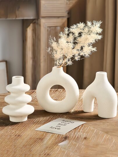 1pc Moderne Minimalist Bohemian Vase, Matte Donut Shaped Flower Reed Grass, Great Living Room, Dining Table, Office, Bedroom Shelf Entryway, Console Home Back To School Room Supplies Glass Vase view 2