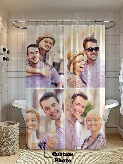 1 pieza Cortina de ducha personalizada con foto, cortina de ducha personalizada, decoración de baño de diseño elegante, impermeable, regalo de inauguración de la casa, regalo familiar, 6 tamaños disponibles, regalo único para cumpleaños, aniversario, Día de la Madre, Día del Padre, ideal para baño, dormitorio de chica, cortina de ducha de apartamento, regalo para familia, amigos, padres, colegas, regalo para él, regalo para ella, decoración del hogar, decoración de otoño, accesorios de baño, vuelta al colegio